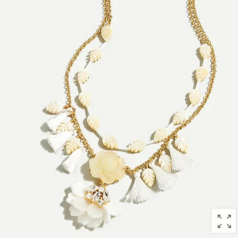 J.Crew Jungle Flora Layered Tassel Necklace